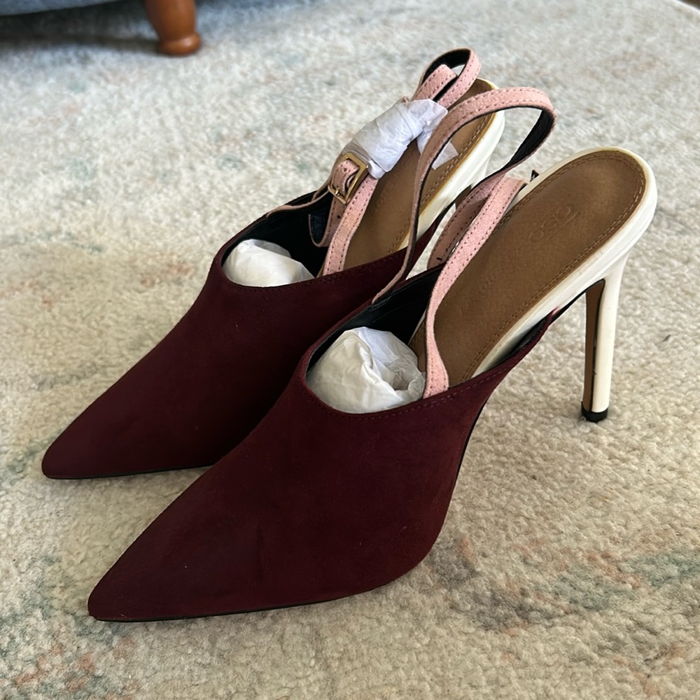 ASOS Pointed Toe Wine, Pink, and White 4 in. Heels